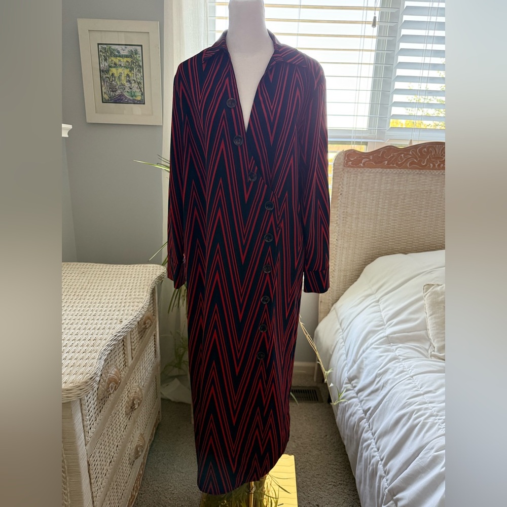 Topshop Black and Red Zigzag Long Sleeve Dress